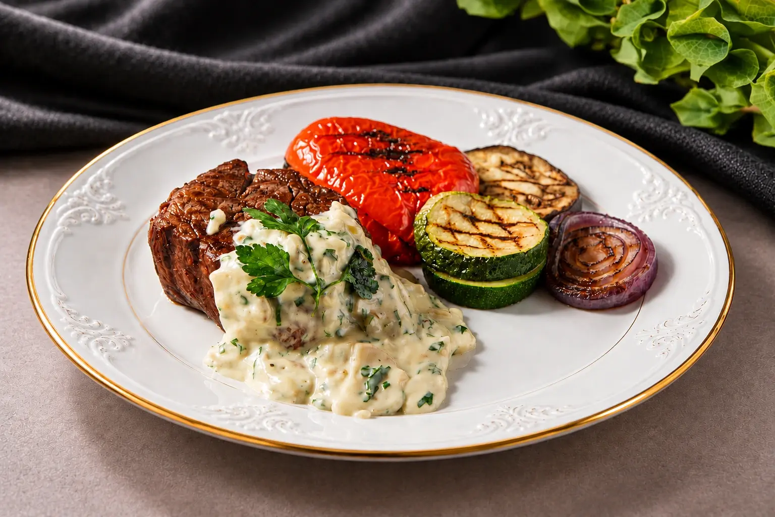 Филе миньон с овощами гриль