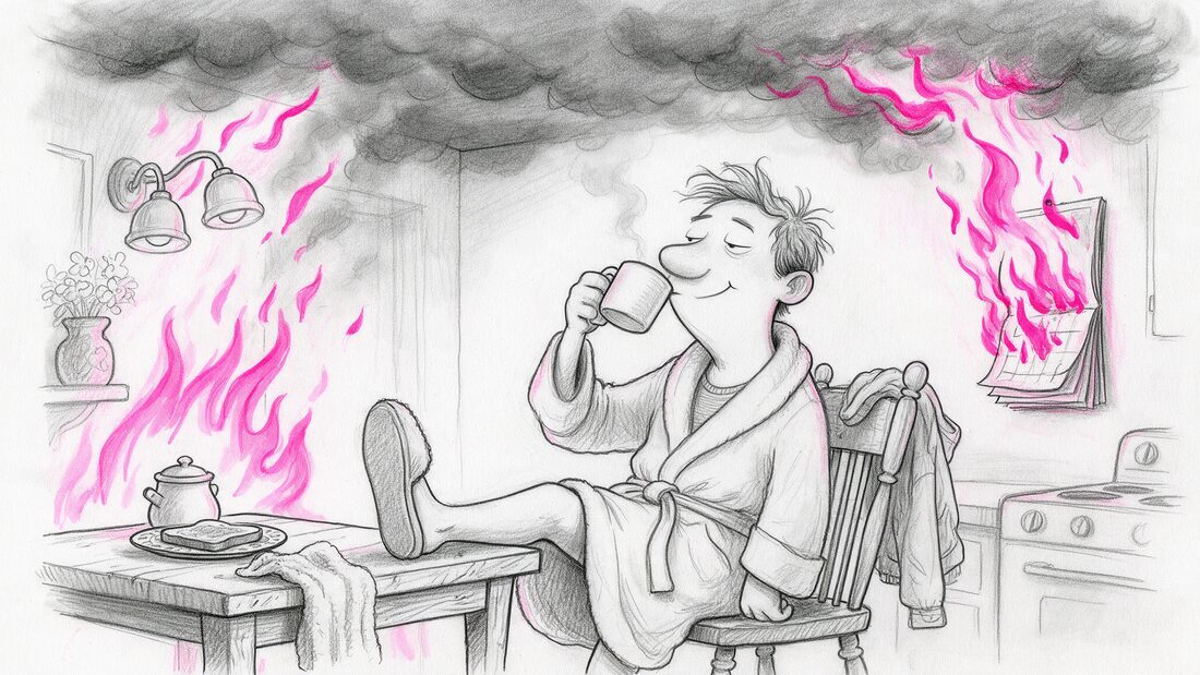 This is fine, собака в огне, карандашный рисунок