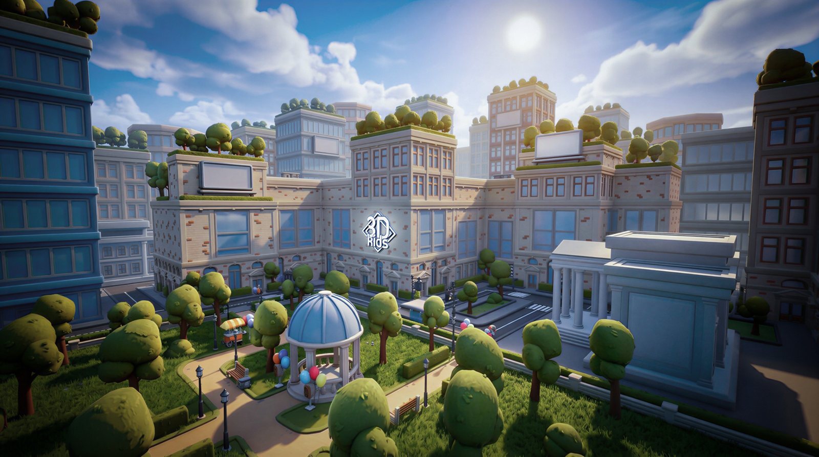 Цифровой город приложения 3Dkids, где проходят сюжеты занятий