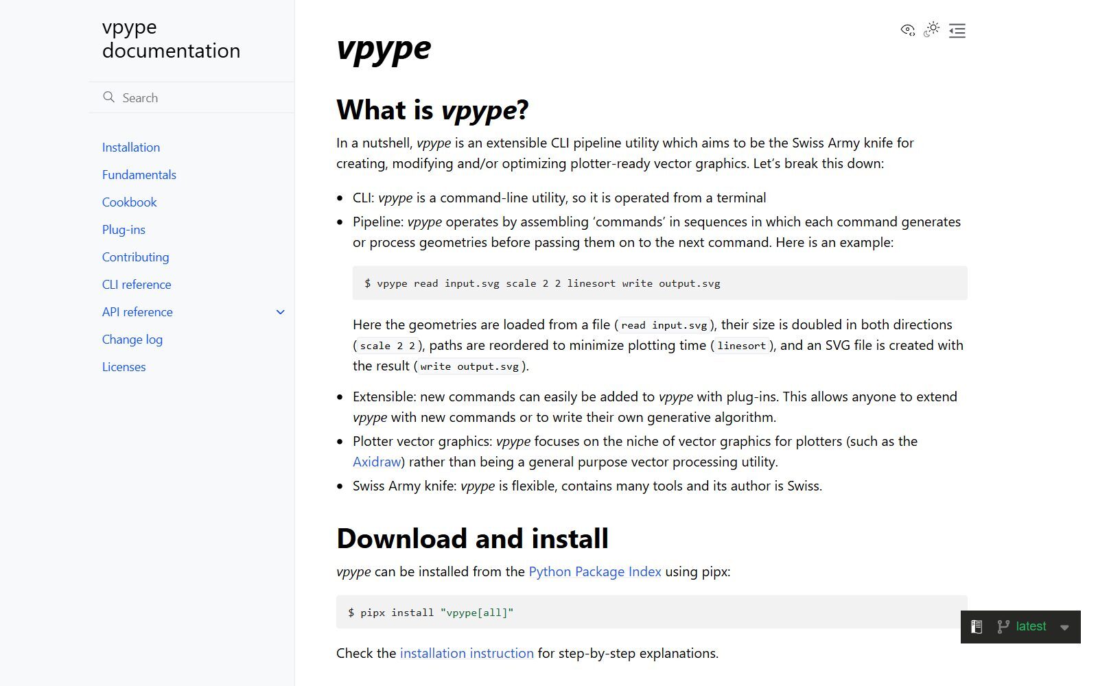 vpype documentation screenshot (October 2026)