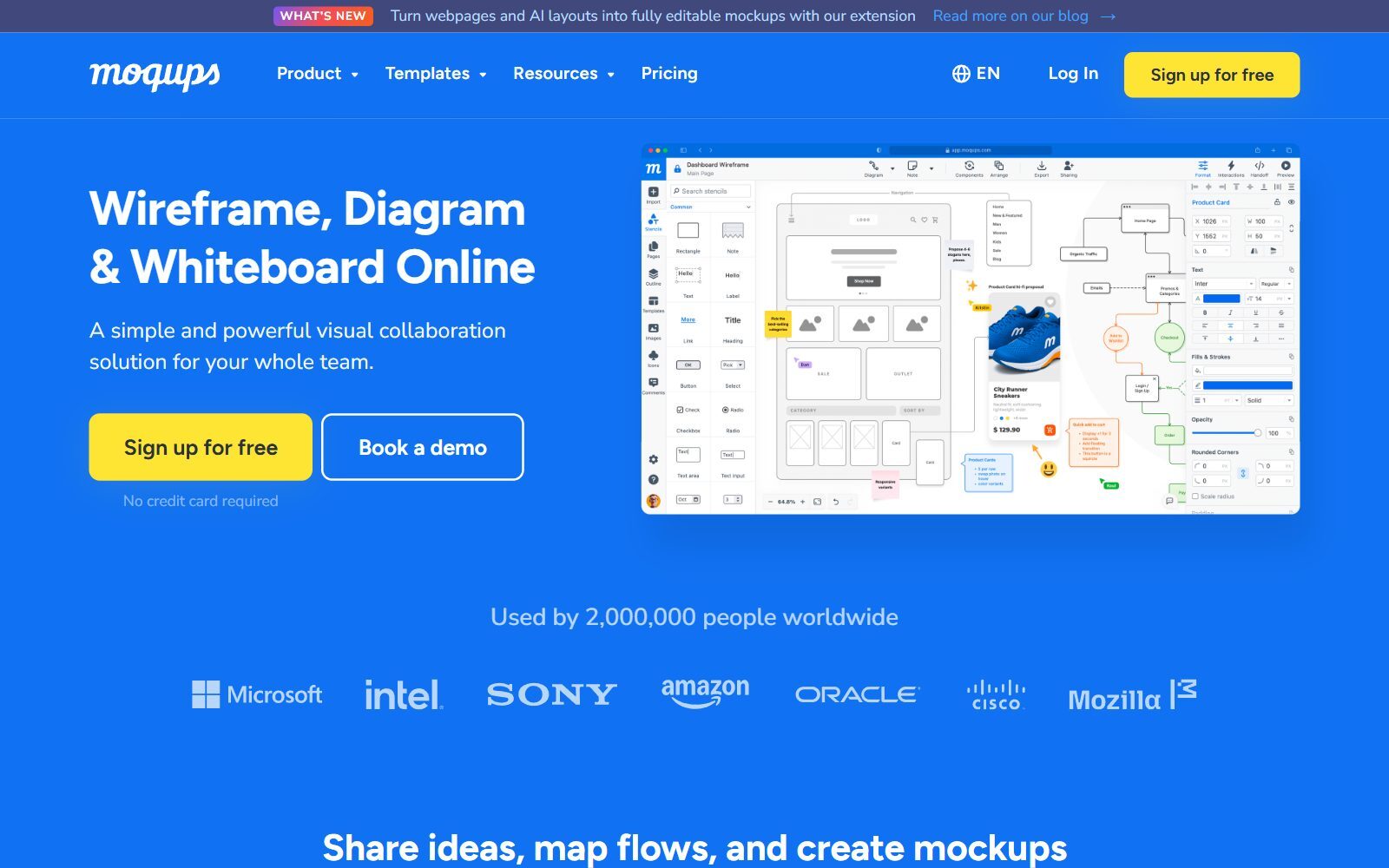 Moqups homepage screenshot (October 2026)