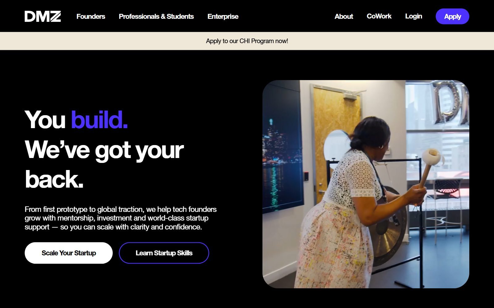 DMZ startup incubator homepage screenshot, Toronto (October 2026)