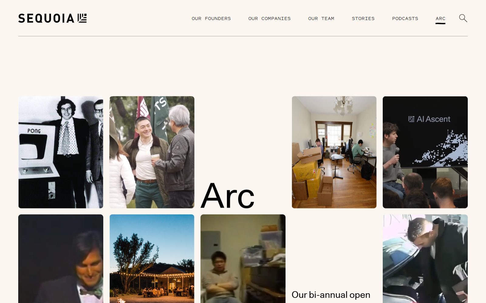 Sequoia Arc page screenshot (October 2026)