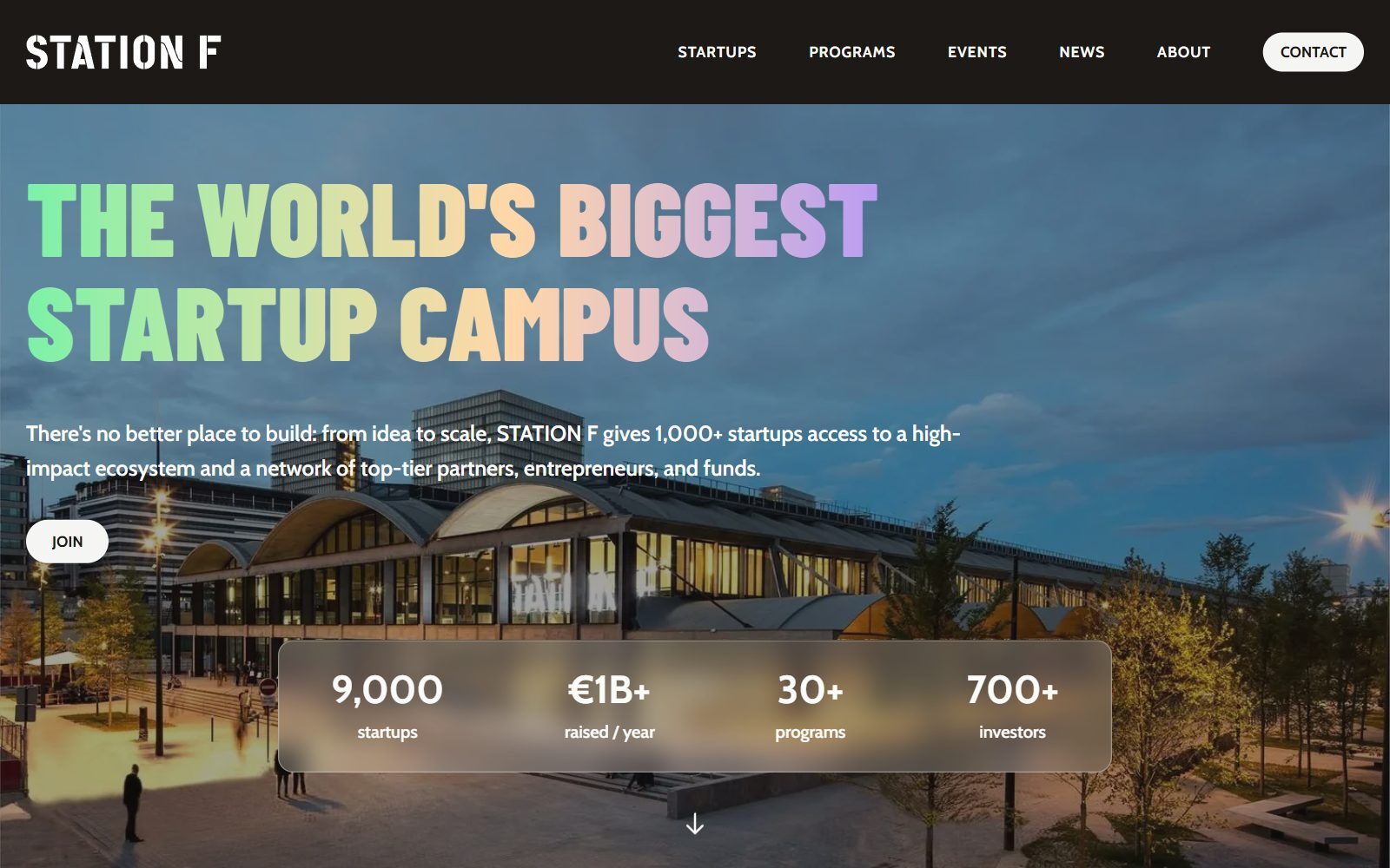 Station F homepage screenshot (October 2026)