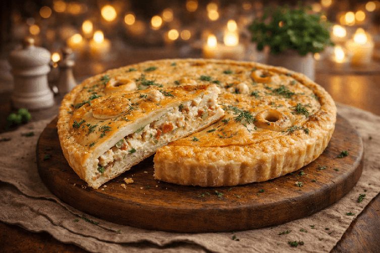 Пирог с морепродуктами