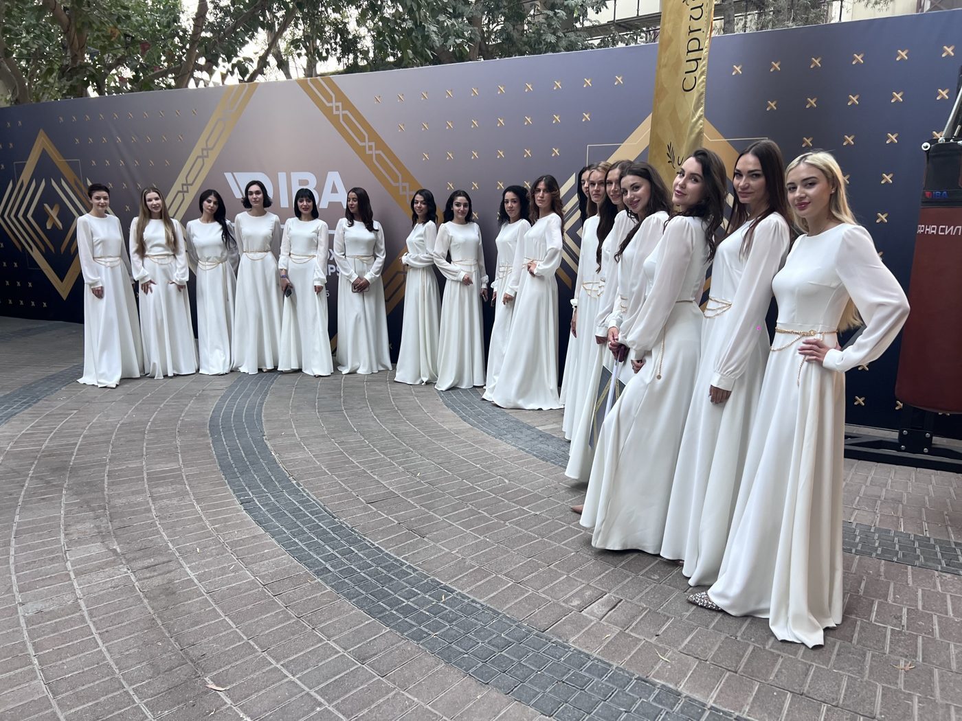 Hostess team at the IBA boxing grand opening, Dubai Tennis Stadium
