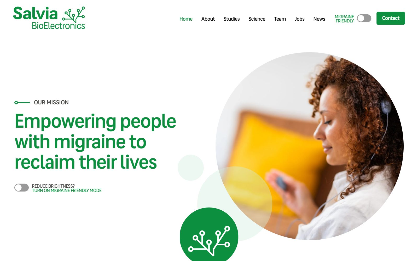 Salvia BioElectronics homepage screenshot (October 2026)