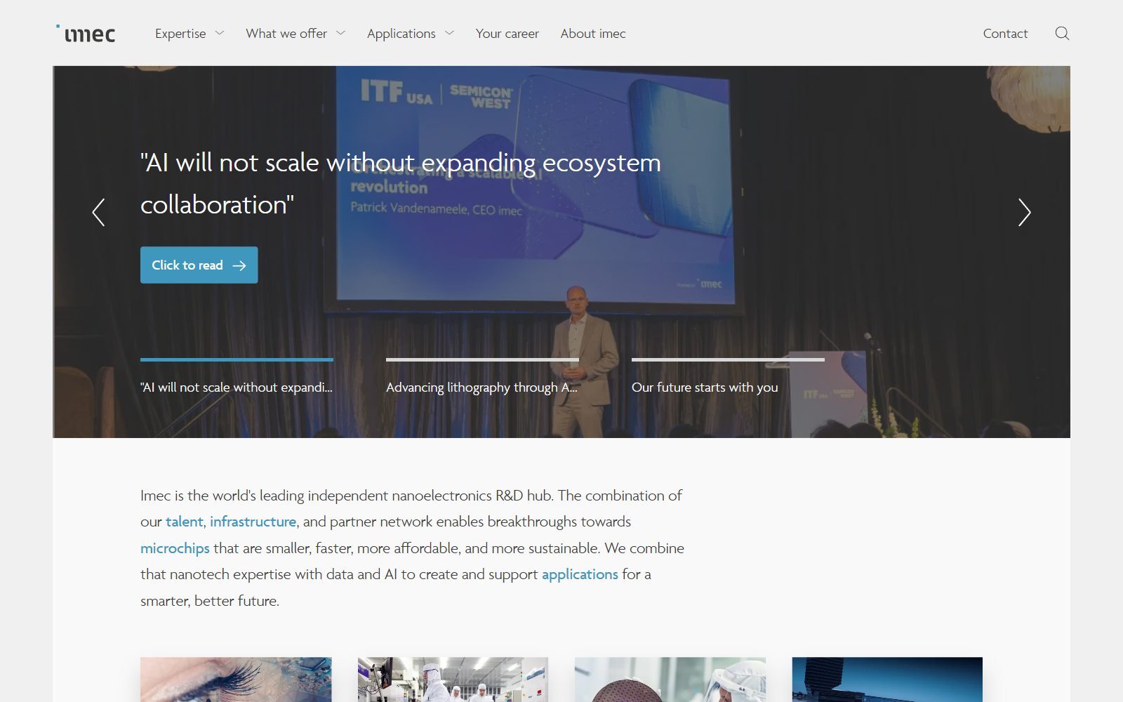 imec homepage screenshot (October 2026)