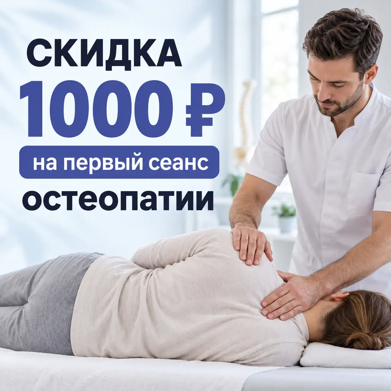 Скидка 1000 рублей на первый сеанс остеопата