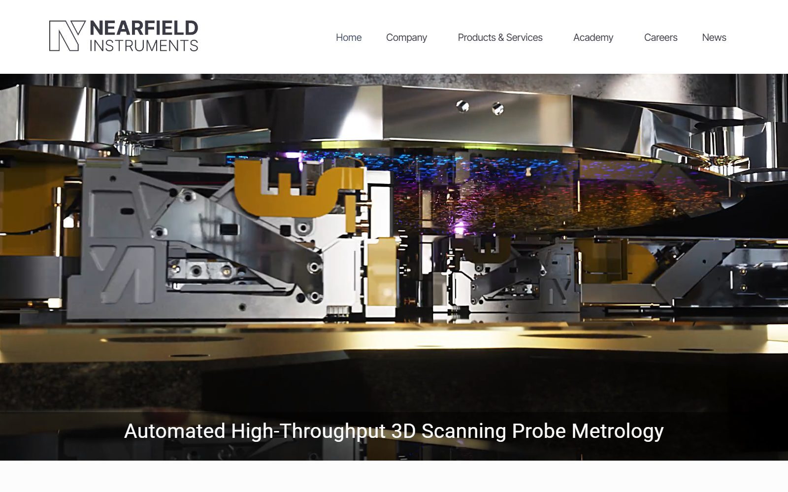 Nearfield Instruments homepage screenshot (October 2026)