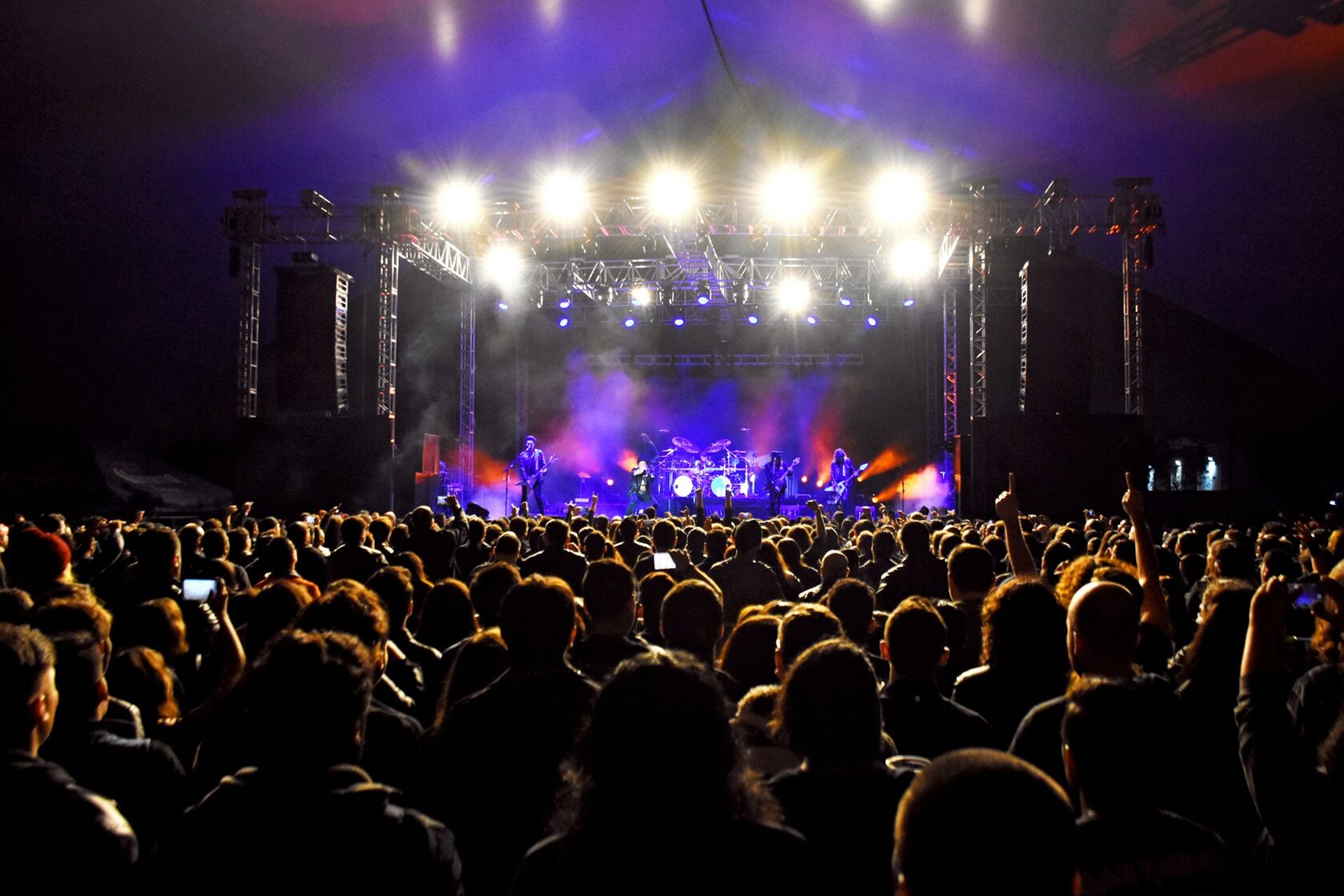 Concert crowd at night