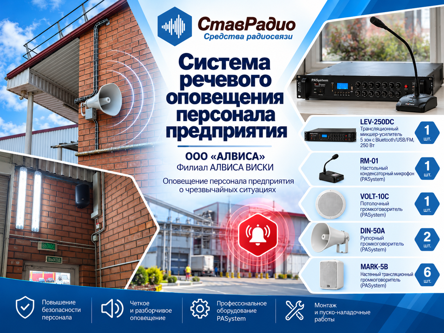 Система речевого оповещения для предприятия «АЛВИСА ВИСКИ»