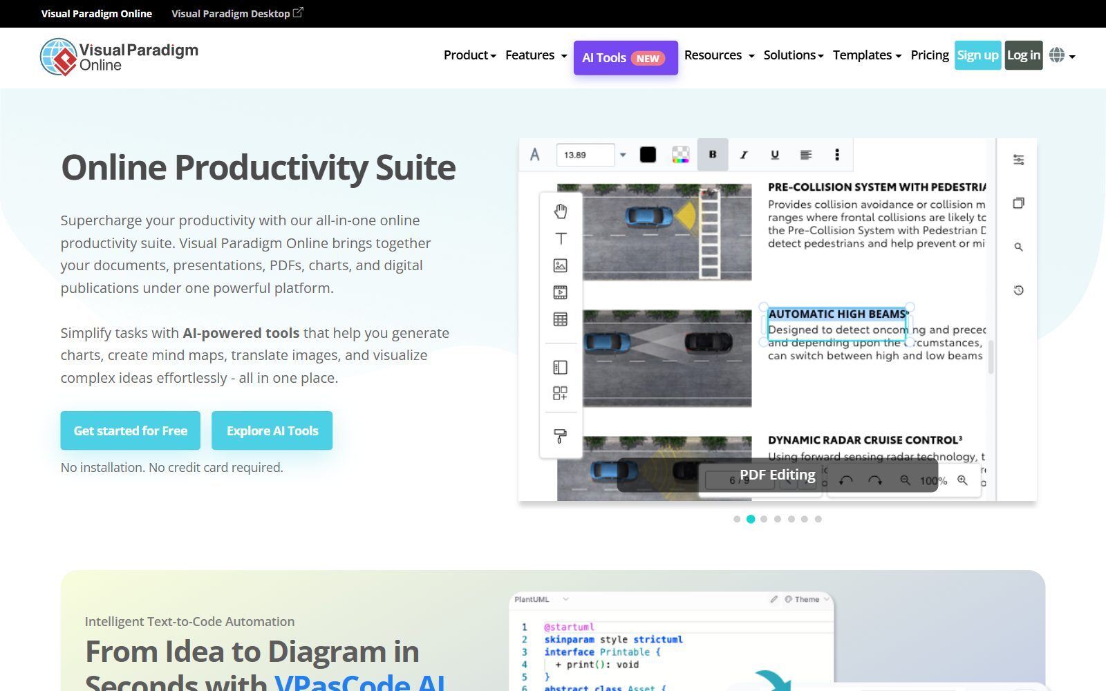 Visual Paradigm Online homepage screenshot (October 2026)