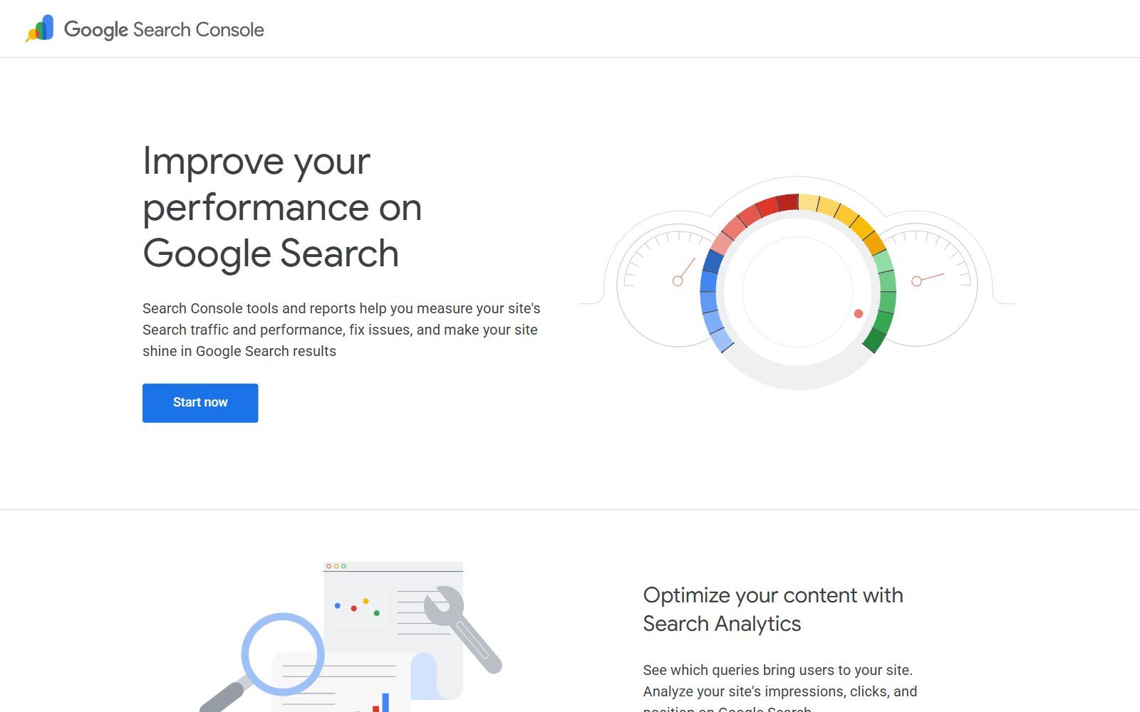 Google Search Console homepage screenshot (October 2026)