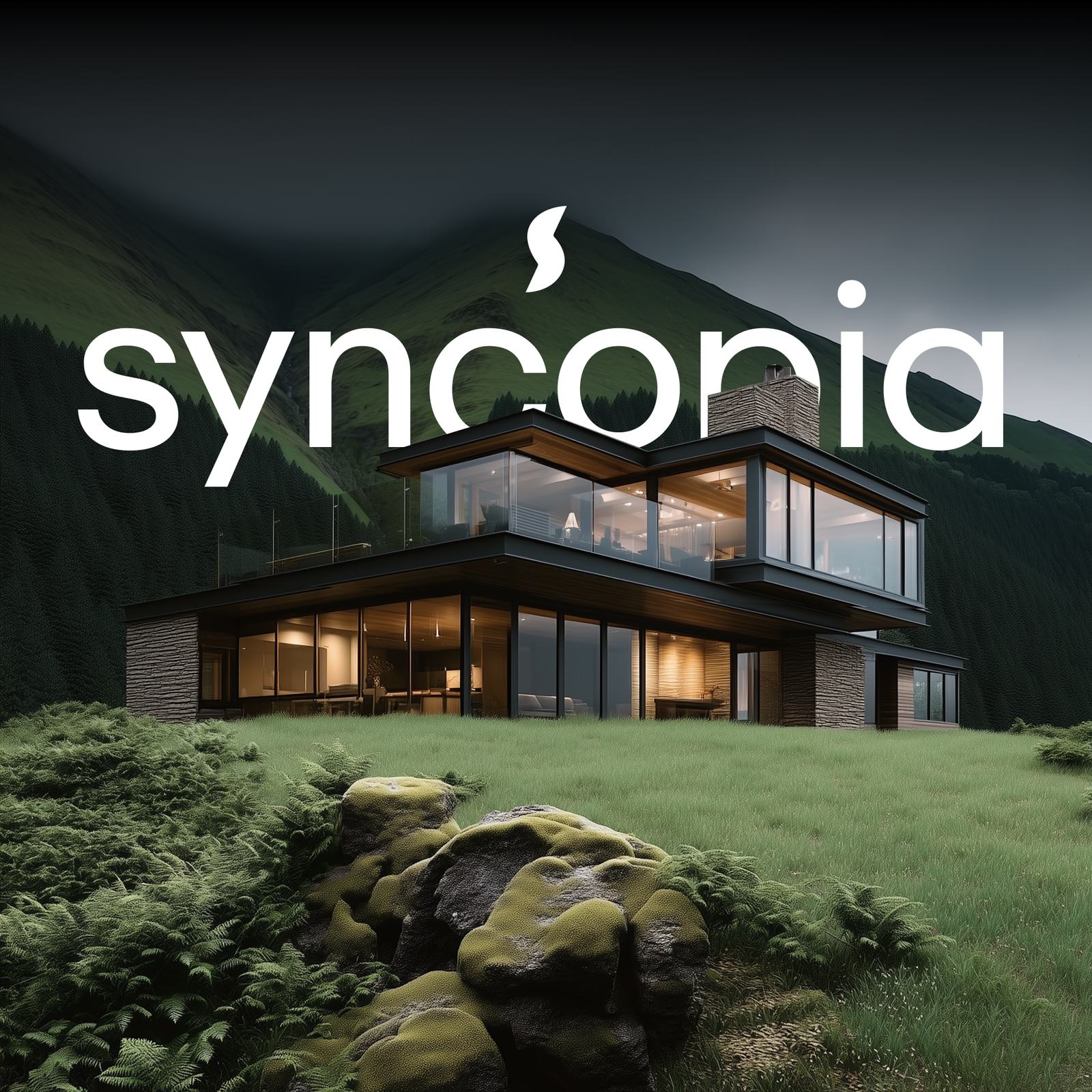 Дом в горах с логотипом Syncopia