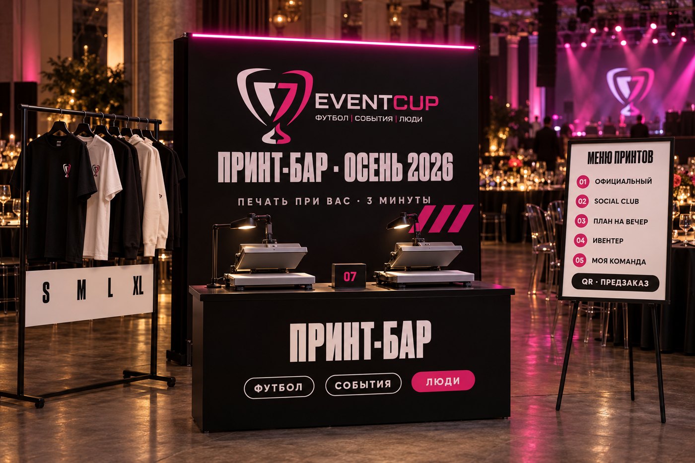 Визуализация принт-бара Event Cup в банкетном зале