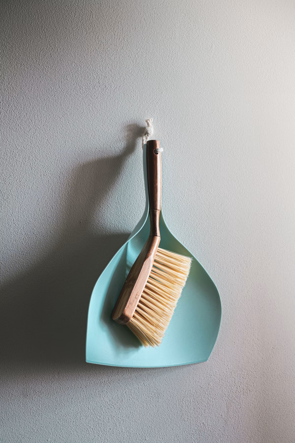 Wooden cleaning brush and dustpan set