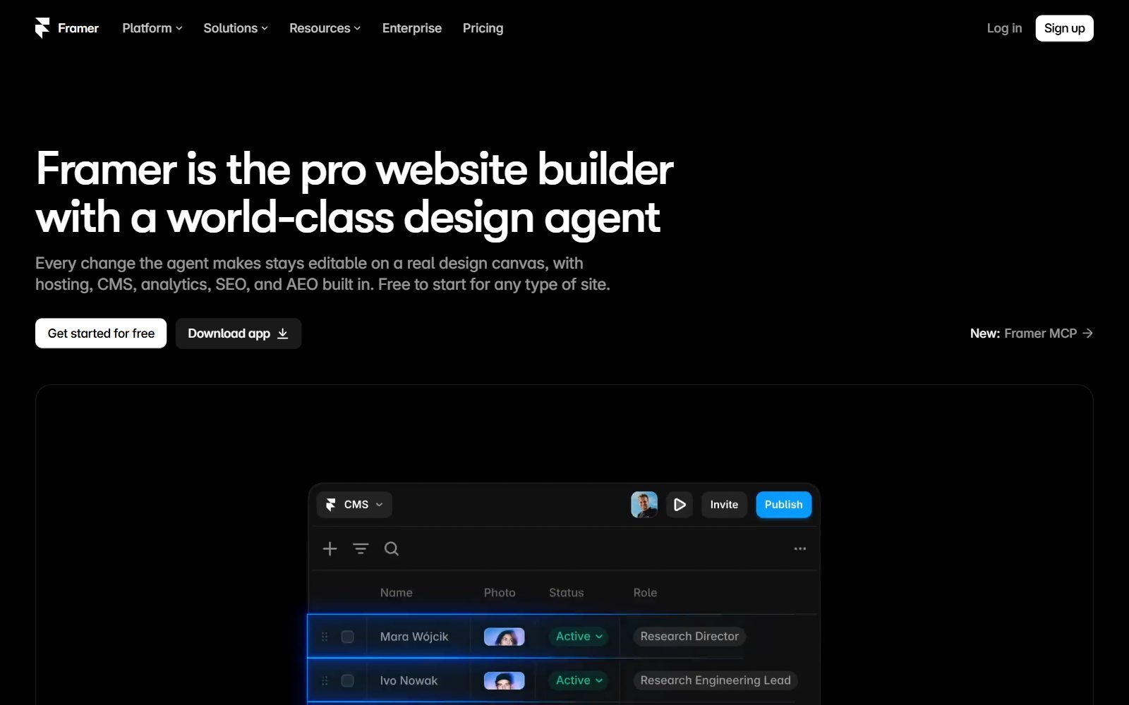 Framer homepage screenshot (October 2026)
