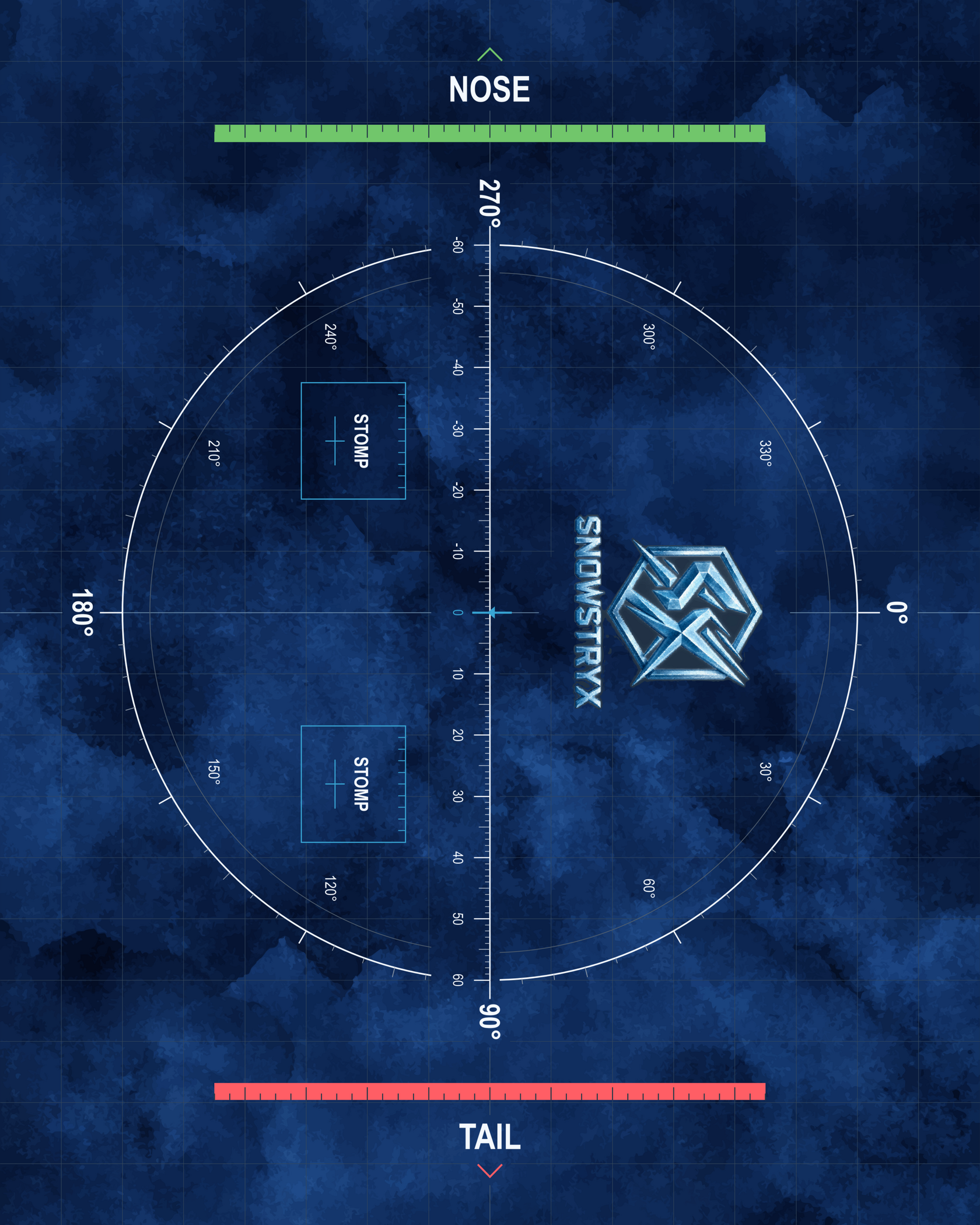 Detalle de las marcas y geometría de la alfombra Snowstryx