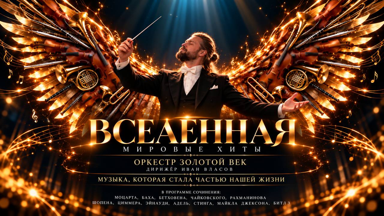 Афиша: Вселенная — мировые хиты. Иван Власов и оркестр «Золотой век»