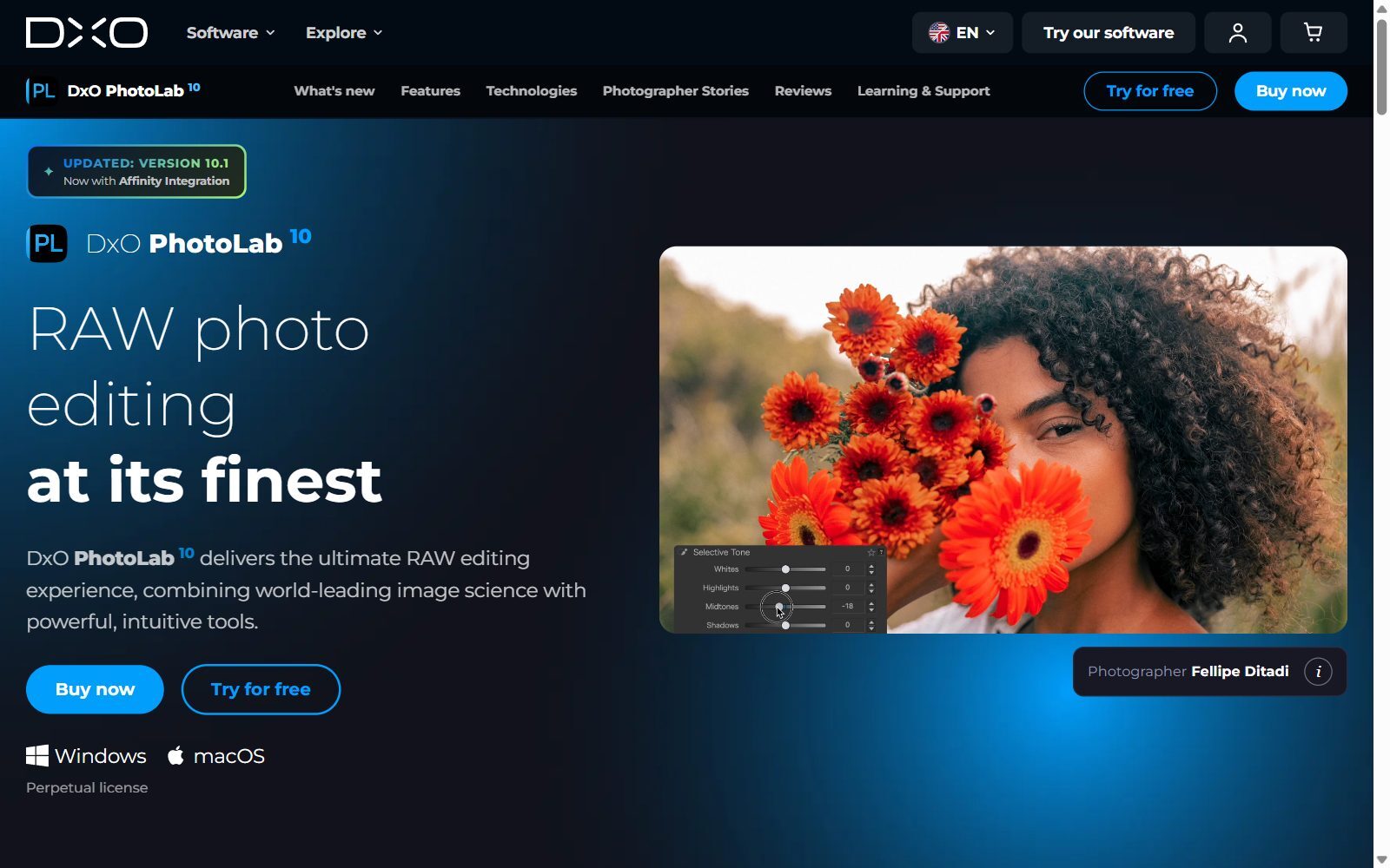 DxO PhotoLab 10 homepage screenshot (October 2026)
