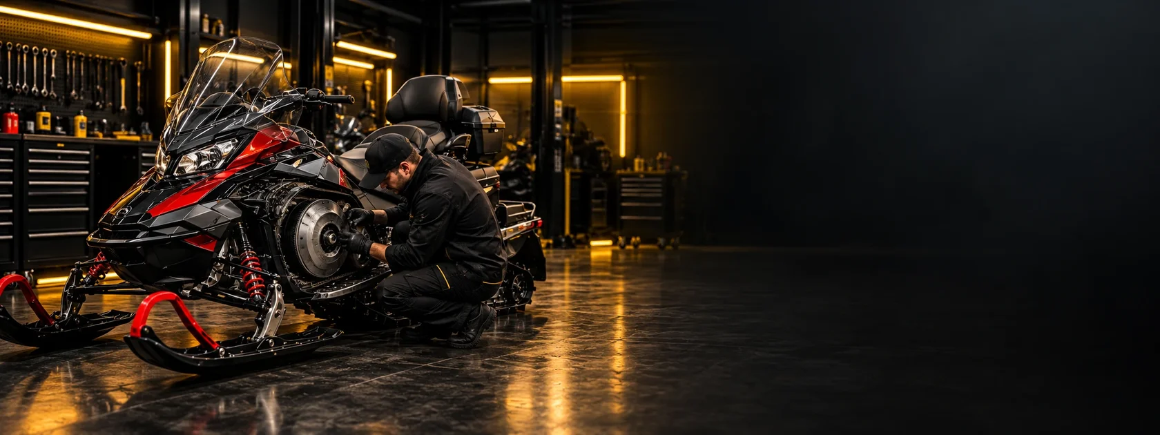 Мастерская Brutal Motors: снегоход на ремонте вариатора