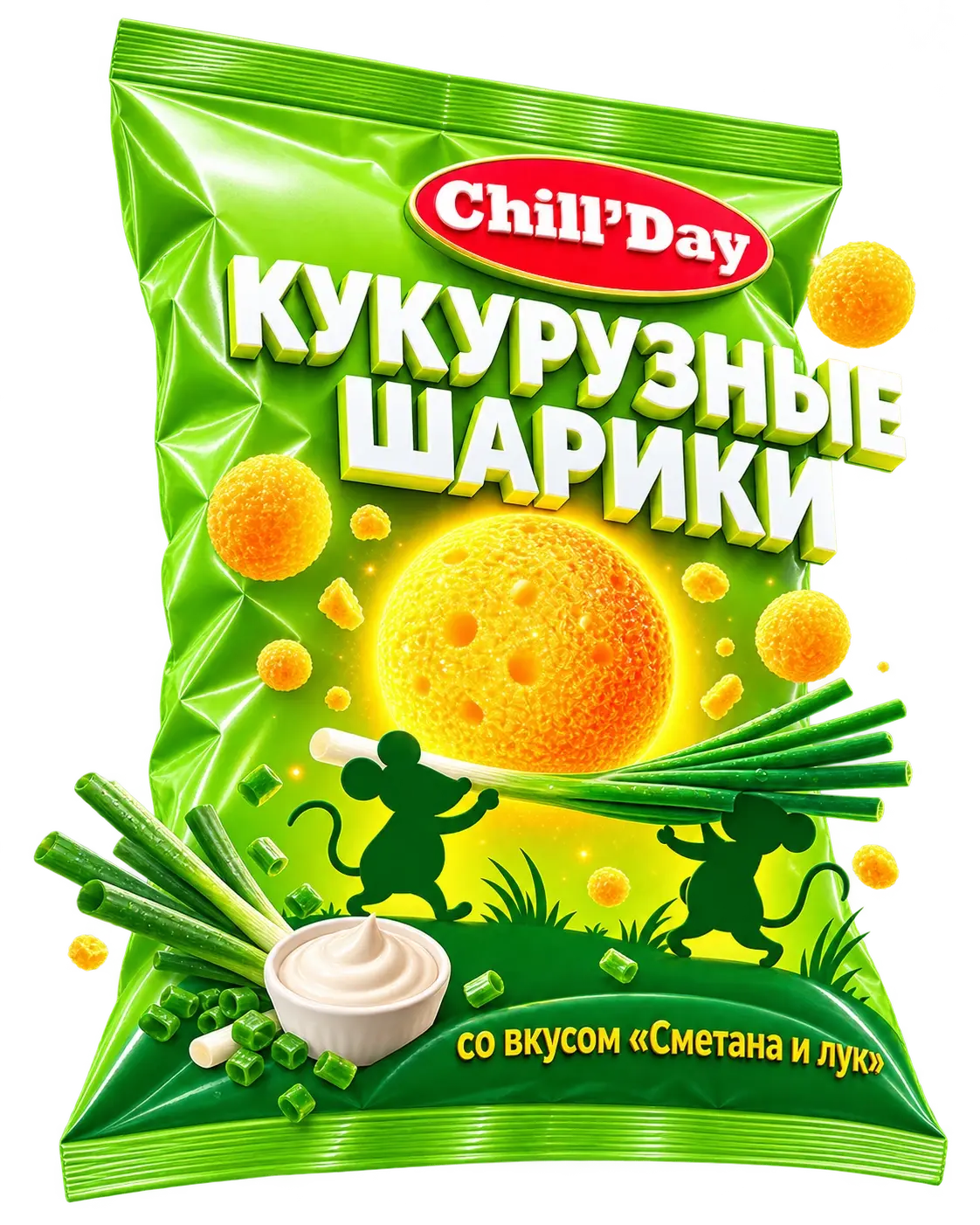Кукурузные шарики со вкусом сметаны и лука