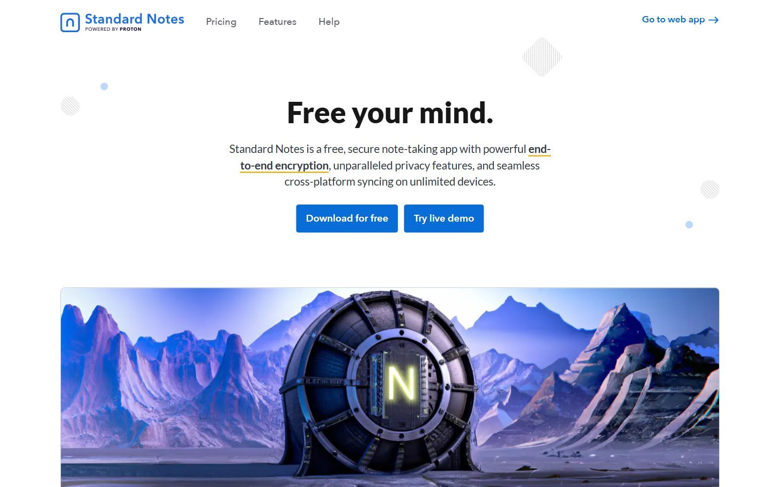 Standard Notes homepage screenshot (October 2026)