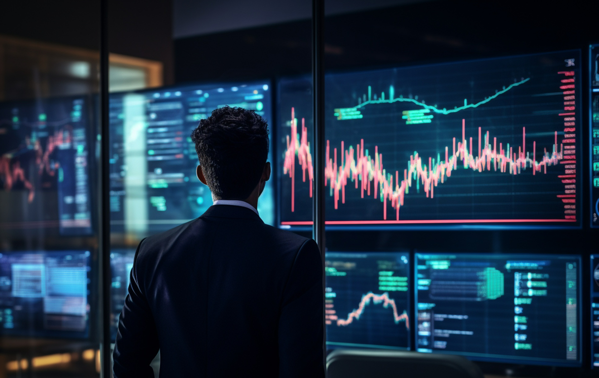 Order execution in trading: Traders analyzing the market