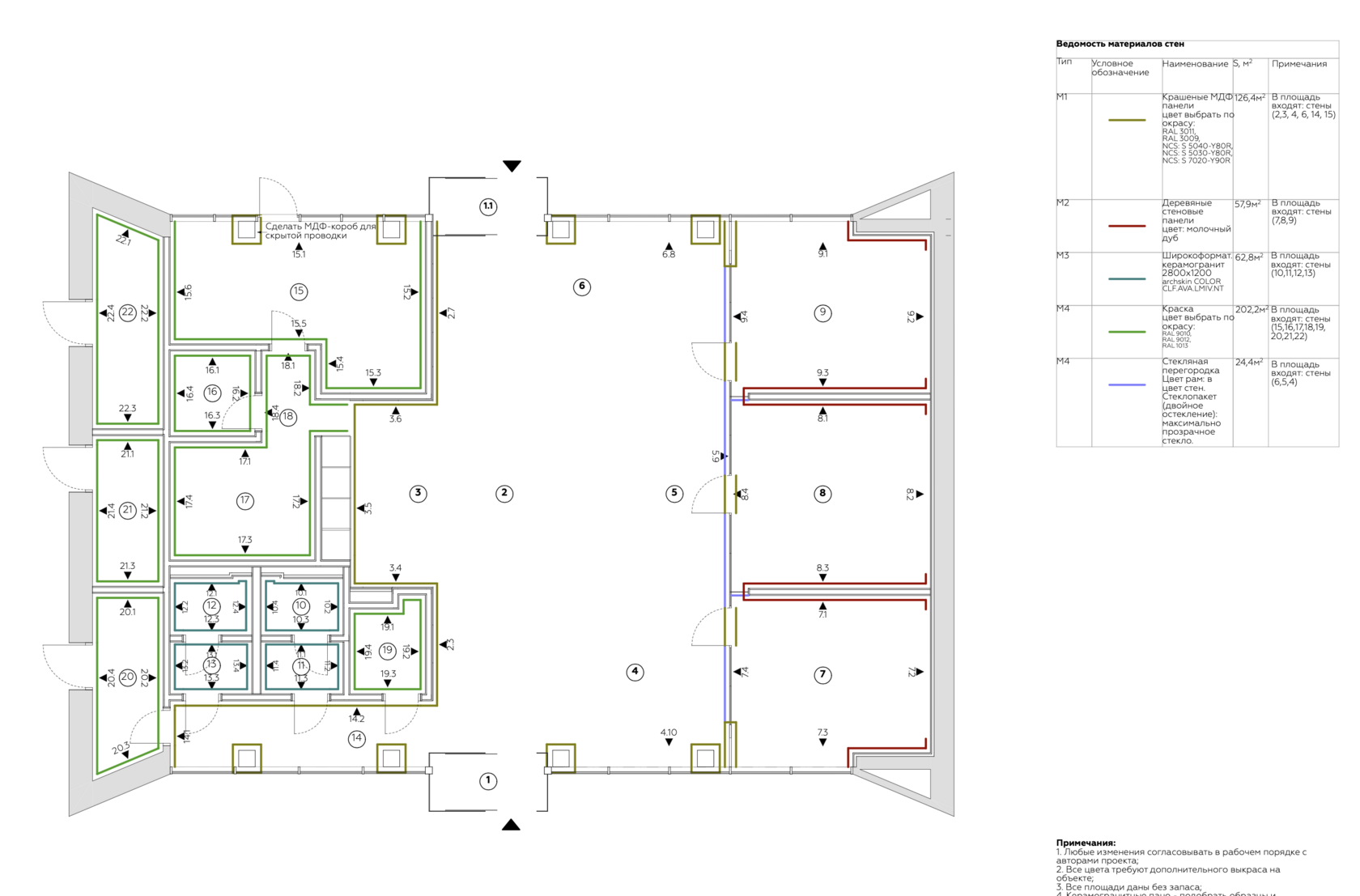 DOMUS VOLTAIR wall finish schedule