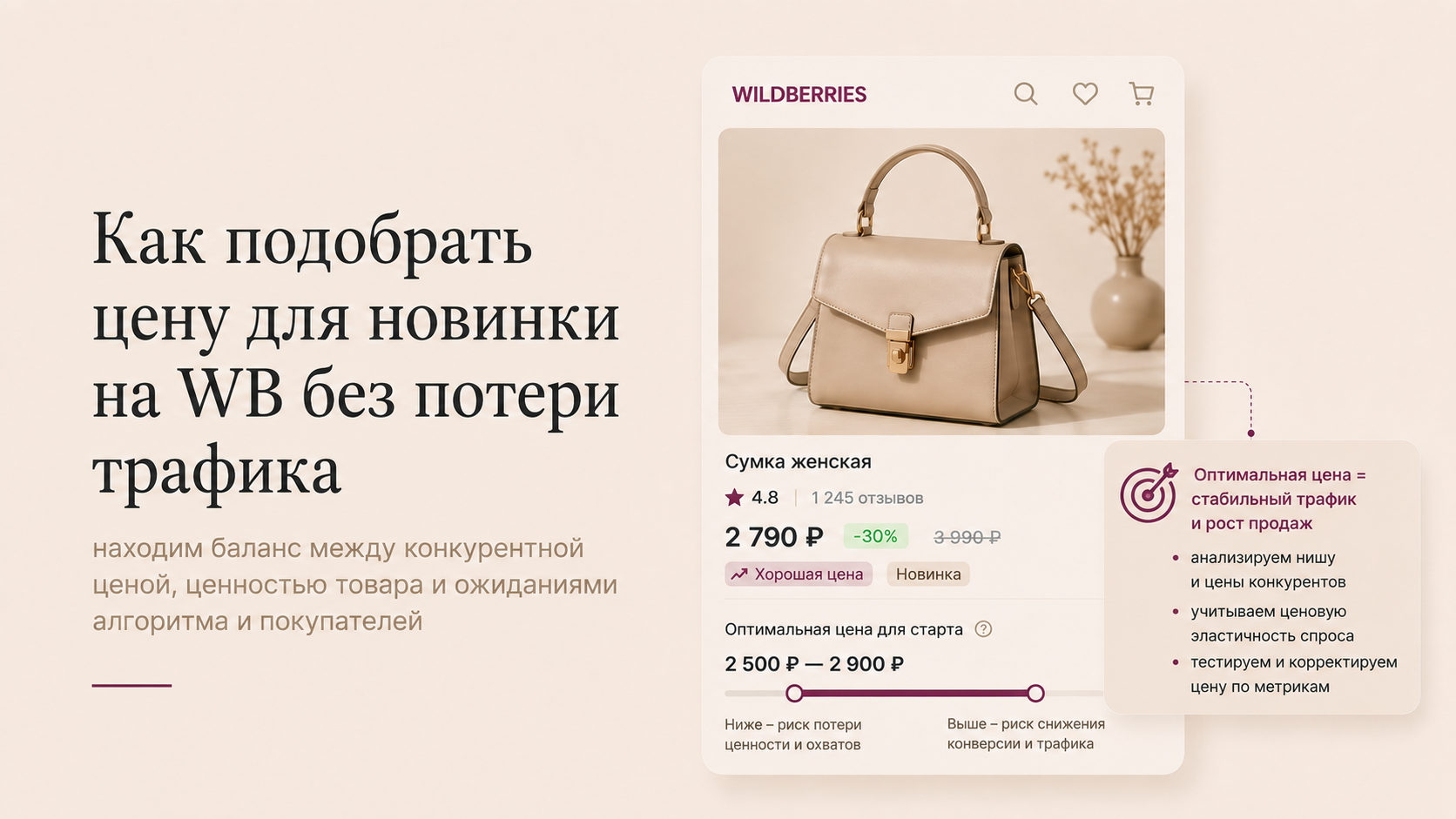 Как подобрать цену для новинки на WB без потери трафика