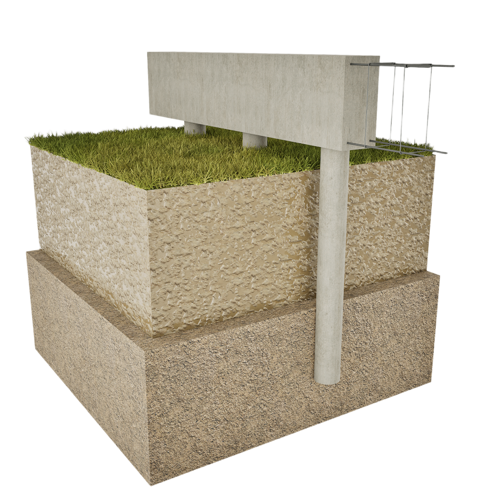 Схема свайно-ростверкового с висячим ростверком