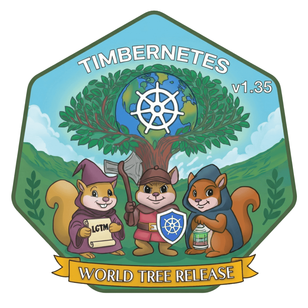 Логотип Kubernetes 1.35 - Timbernetes
