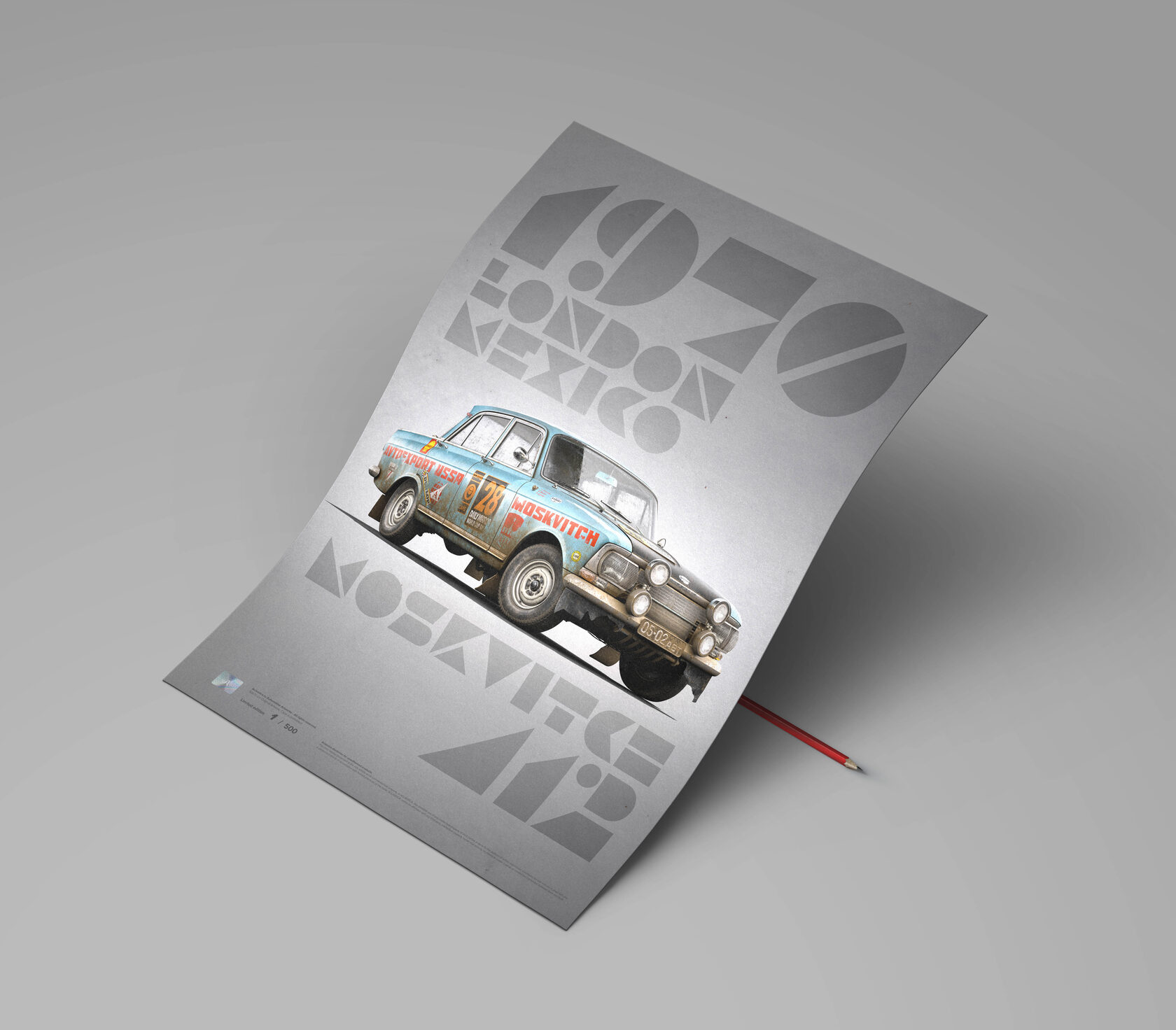 Купить постер Москвич 412 Ралли Лондон – Мехико – Aclassica