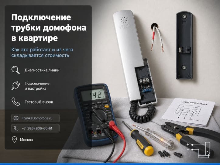 Подключение трубки домофона в квартире: как это работает и сколько стоит