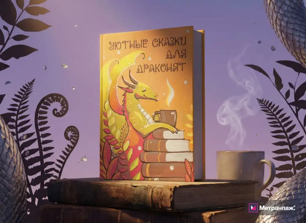 Мокап детской книги на стопке старых книг
