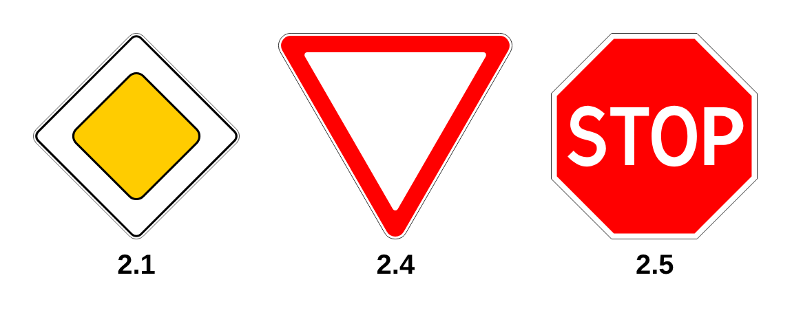 Знаки приоритета 2.1, 2.4 и 2.5