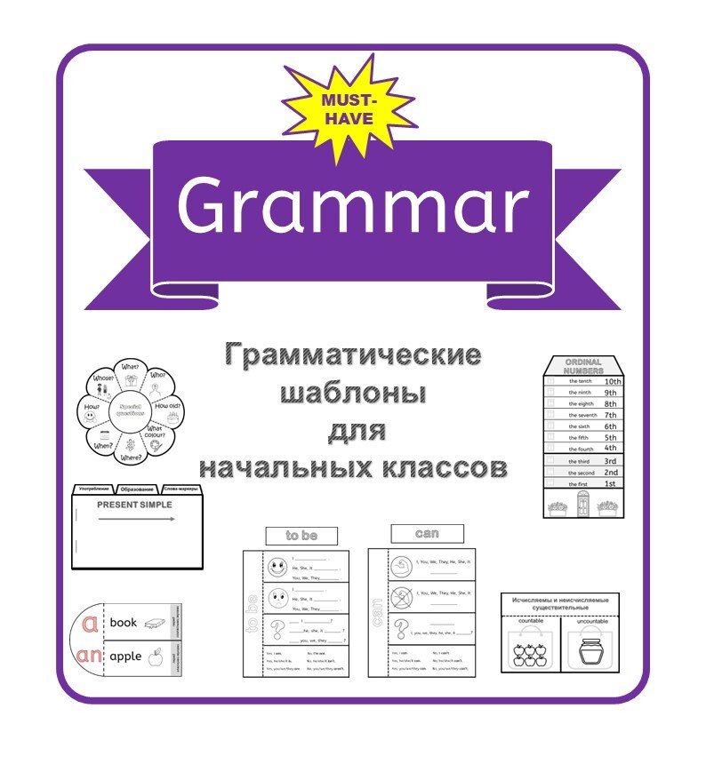 Интерактивные шаблоны по грамматике английского языка для начальной школы