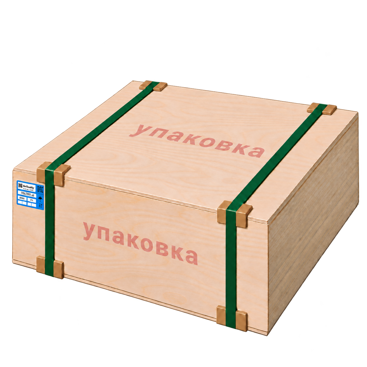 Пачка для сортов 3/4 и выше: защитные листы фанеры 4 мм, зелёные ленты и маркировка