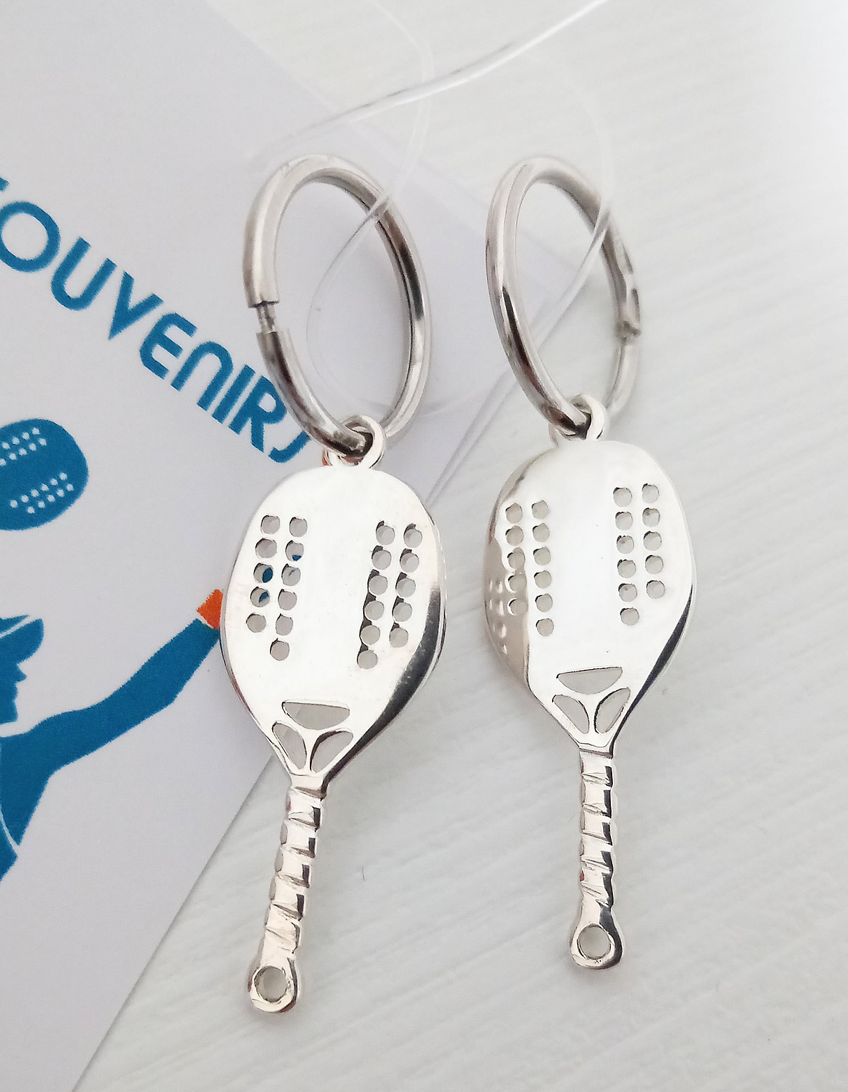 серебряные серьги ракетки пляжный теннис