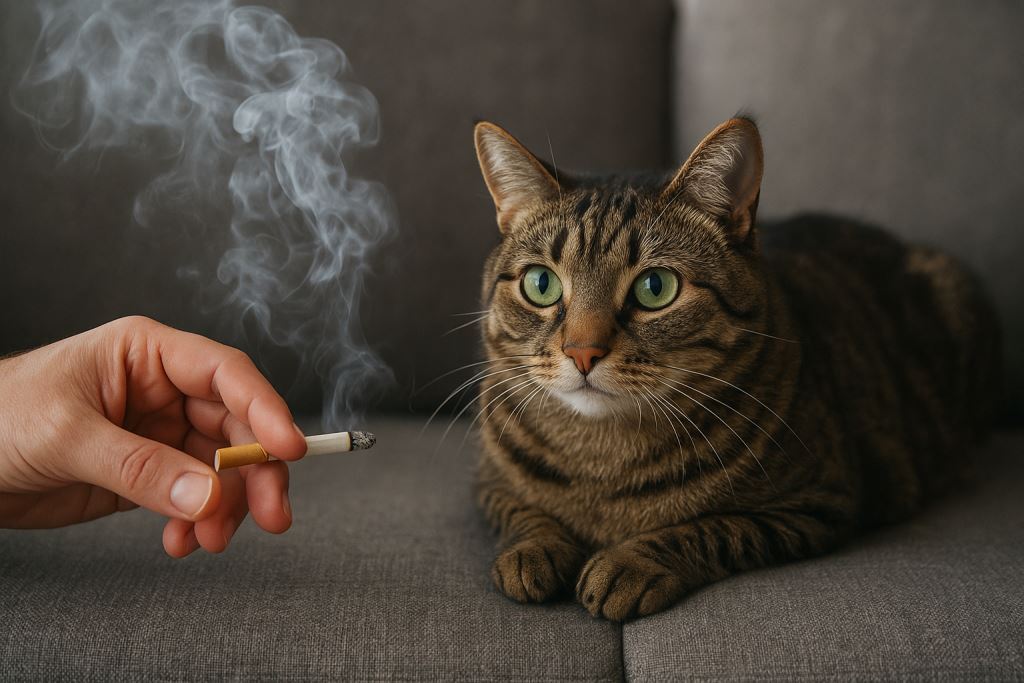 Дым от сигарет опасен для вашей кошки