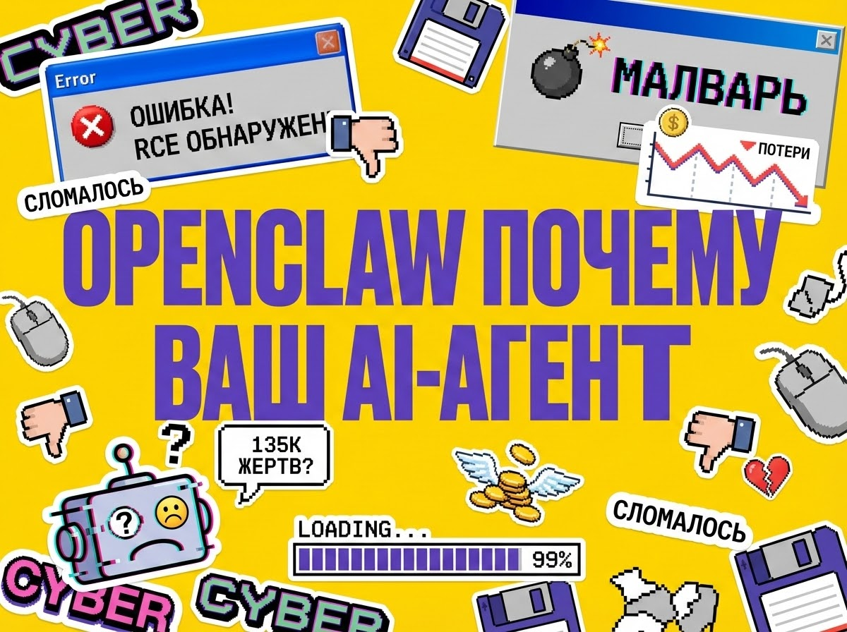 Хакерская атака на OpenClaw интерфейс с кодом малвари и предупреждением об опасности
