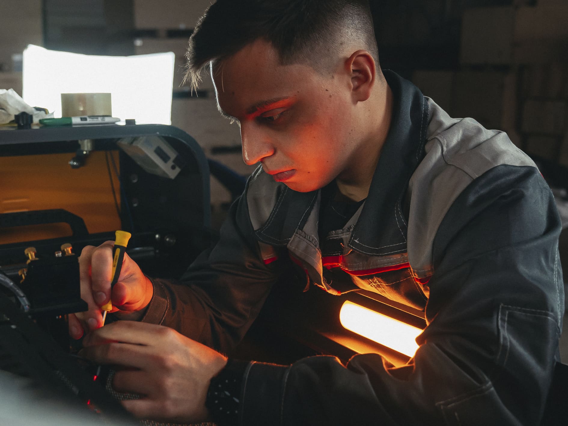 Сотрудник ZAREFF настраивает оборудование