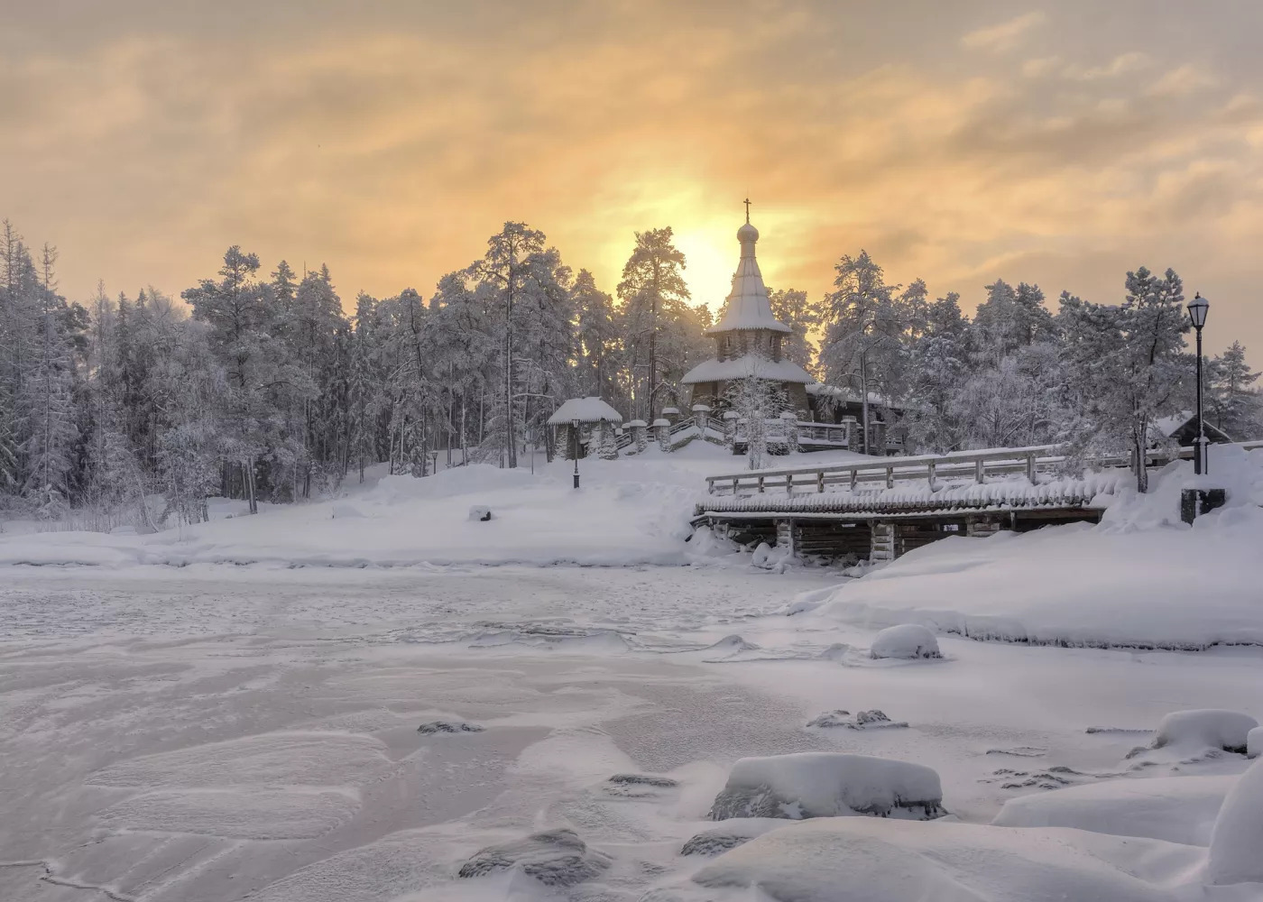 Зима в Карелии храм