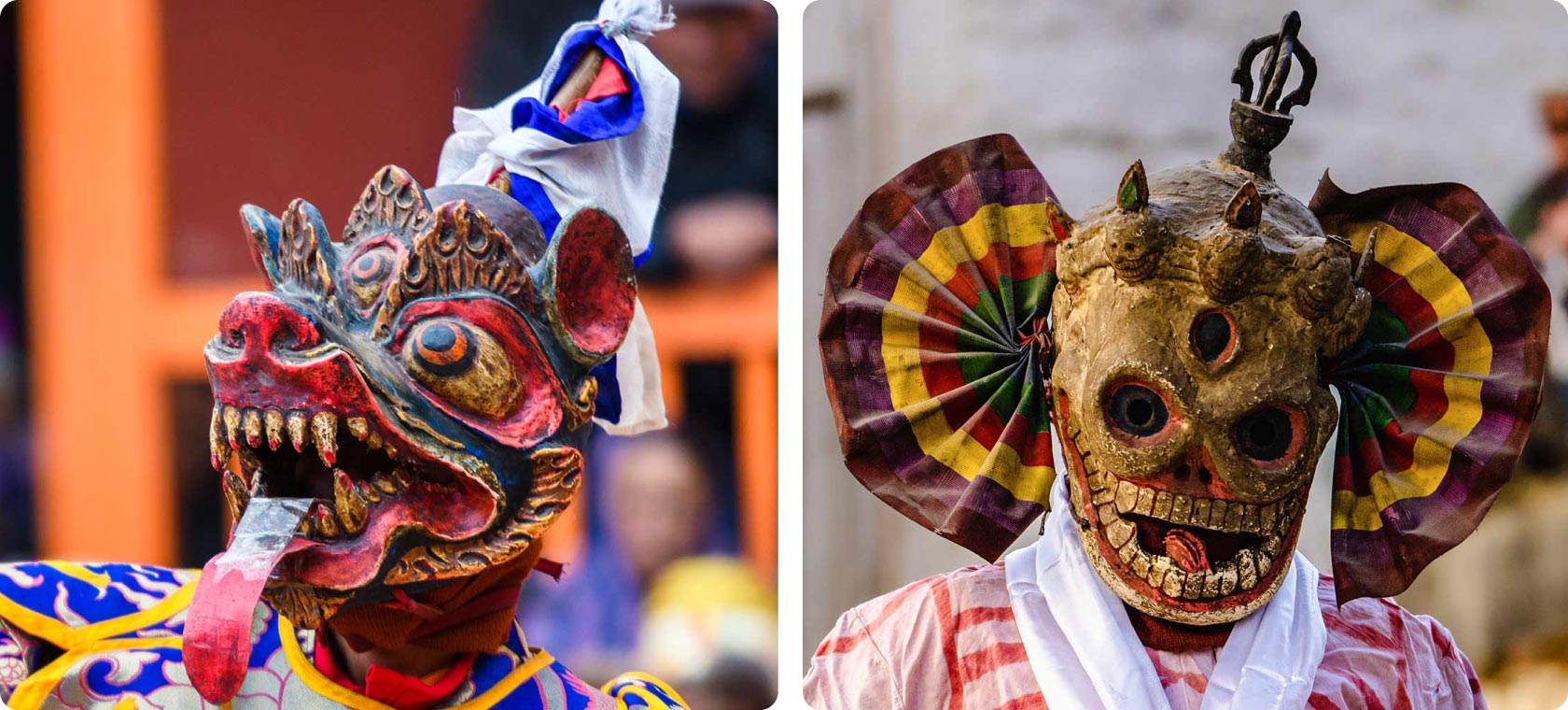 Ритуальные маски, используемые монахами монастыря Чёде в ритуальной практике сакья Ло-Мантанга