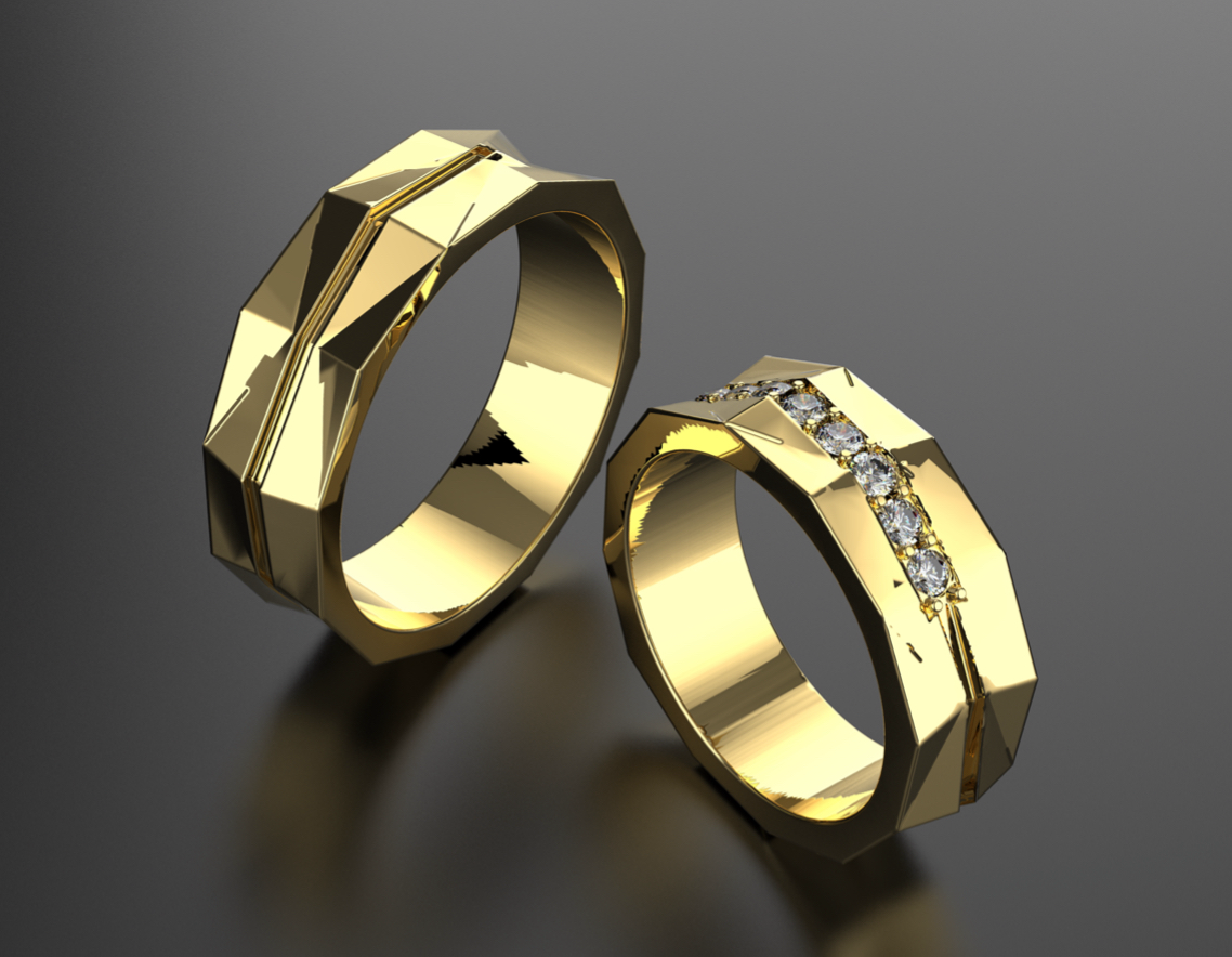 Изготовление дизайнерских свадебных обручальных колец из золота с ...