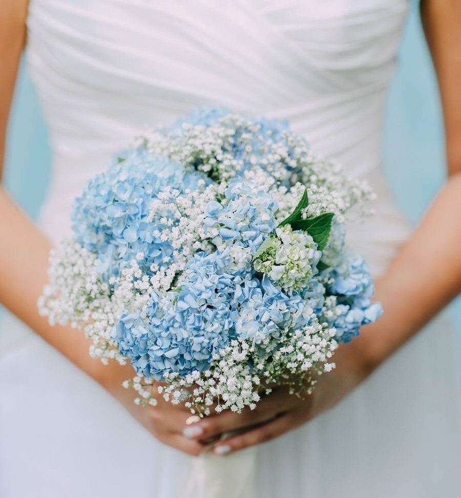 Букет невесты к голубому платью