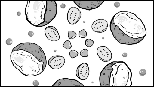 Вихрь шоколада и ингредиентов – динамика вкуса – Иллюстрация из анимированного рекламного сценария: шоколадные плитки и орехи вращаются в завораживающем узоре. Энергия, богатство вкуса, захватывающий дизайн