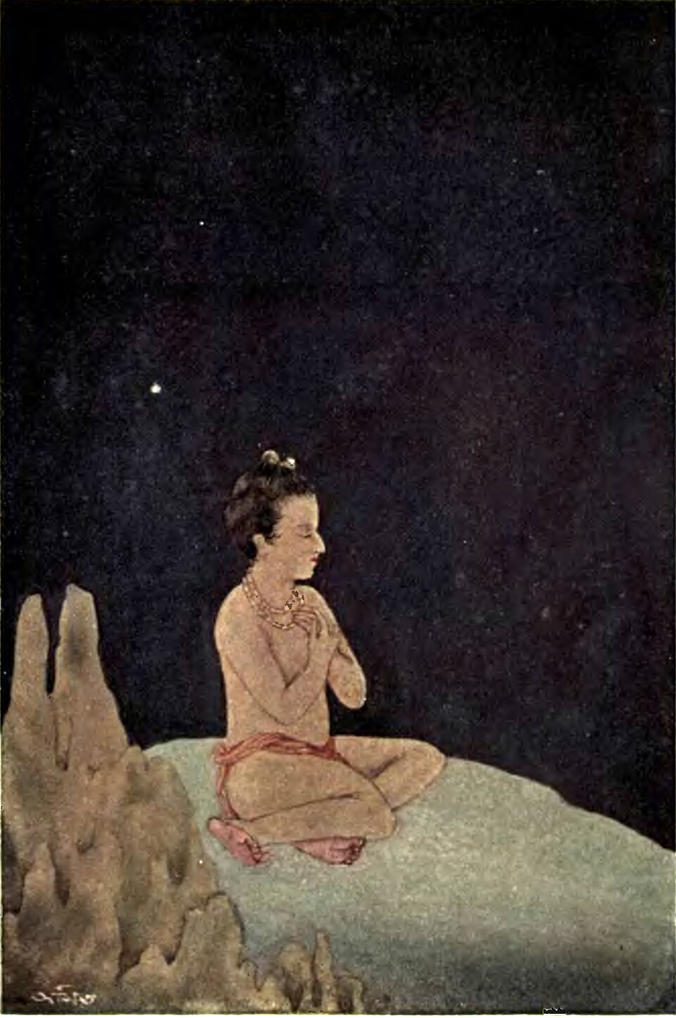 Царевич Дхрува - иллюстрация Асита Кумара Халдара, 1914 год.