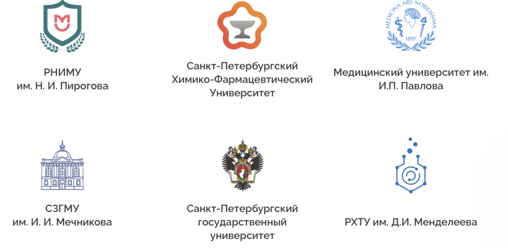 ТОП вузов: РНИМУ им. Н. И. Пирогова, Санкт-Петербургский Химико-Фармацевтический Университет, Медицинский университет им. И.П. Павлова, СЗГМУ им. И. И. Мечникова, Санкт-Петербургский государственный университет, РХТУ им. Д.И. Менделеева